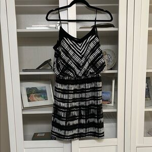 Express Black & White Striped Chevron Mini Dress